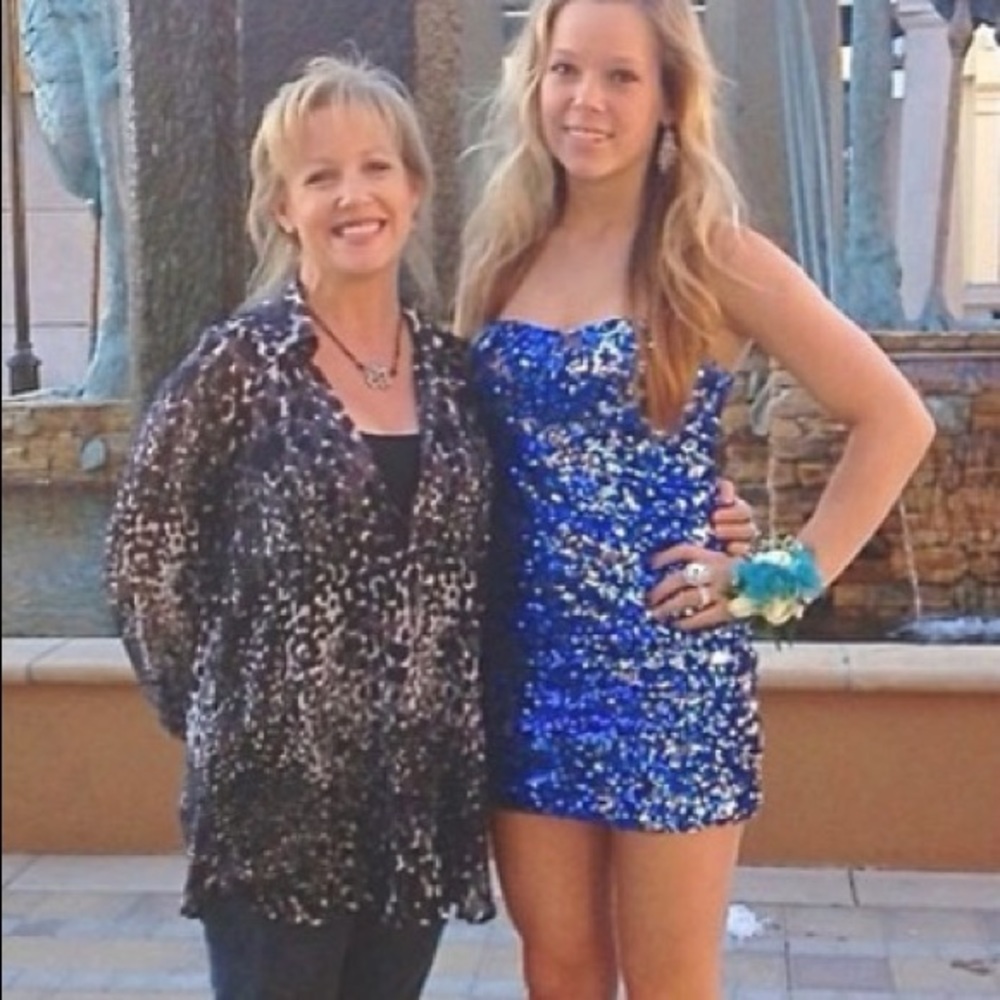 Blue/silver sequin dress